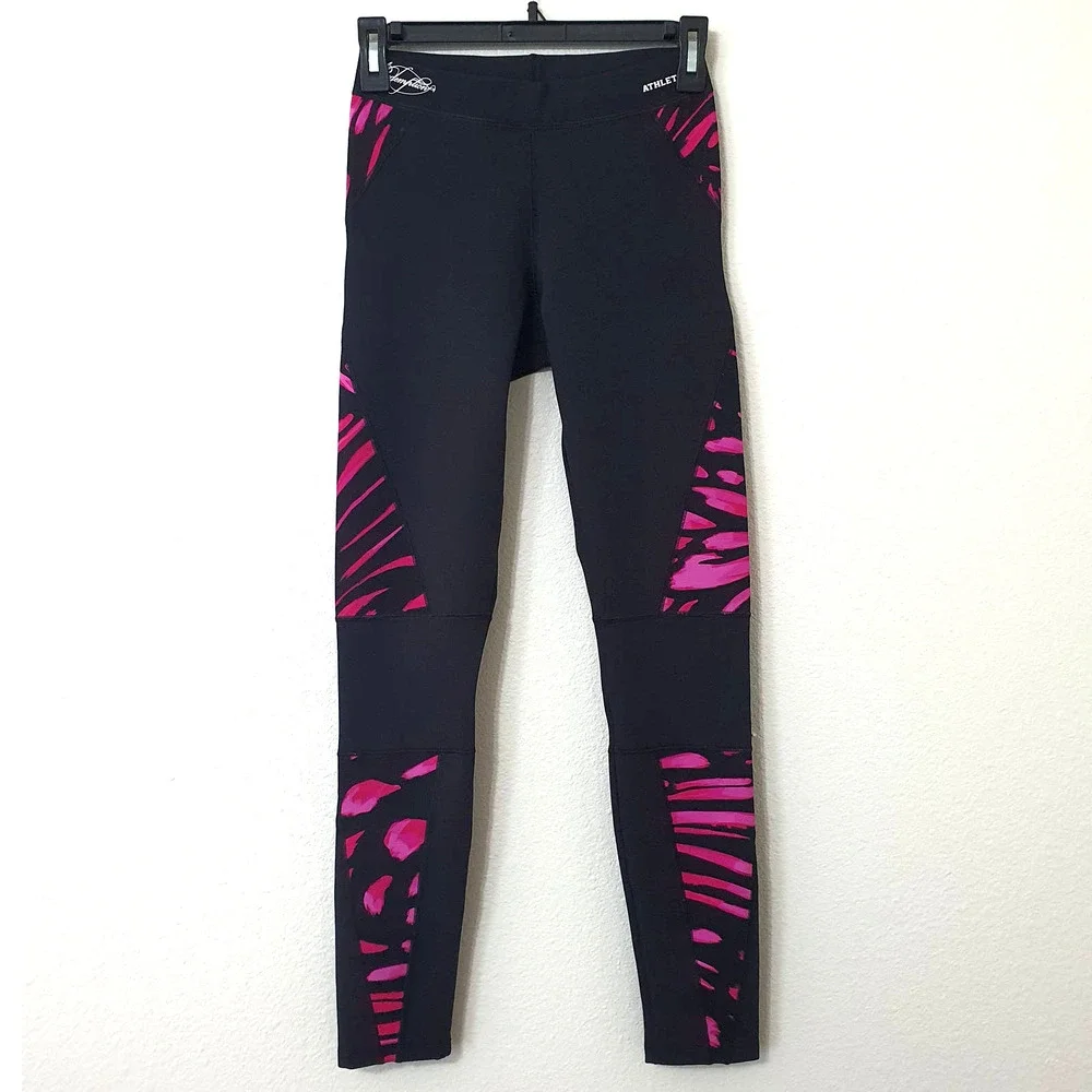 Redemption Athletix Leggings Black Pink Print Activewear Women's Size Small